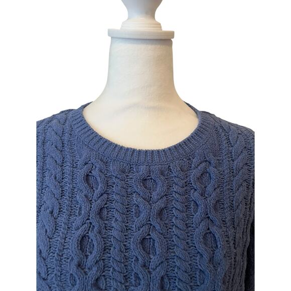 J. JILL PETITE CABLE KNIT LONG COVER THE BOTTOM LONG SLEEVE CREW NECK  SWEATER - Picture 4 of 9